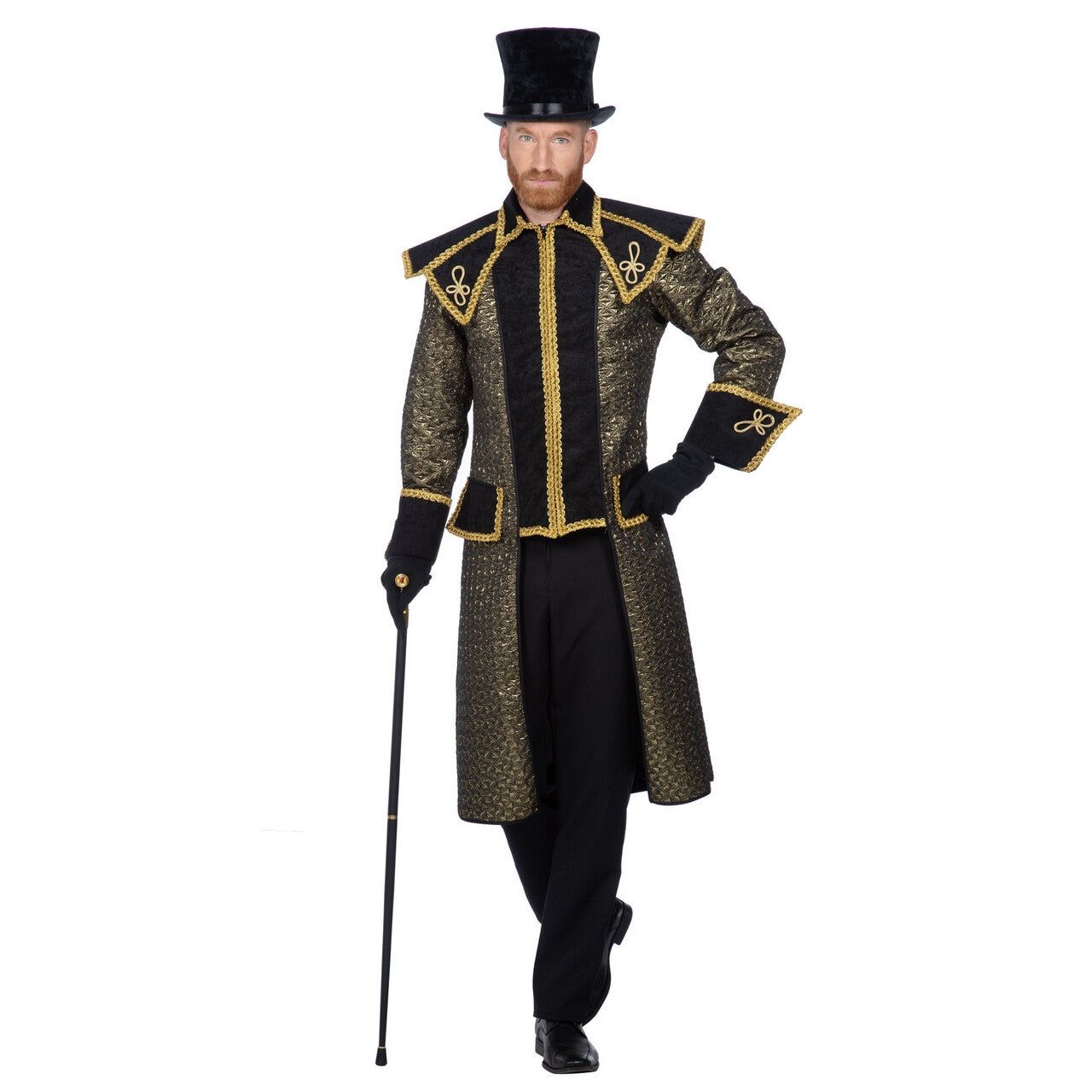 Op deze afbeelding zie je een Kostuums, van het merk Wilbers. Statige Gouden Steampunk Jas Man