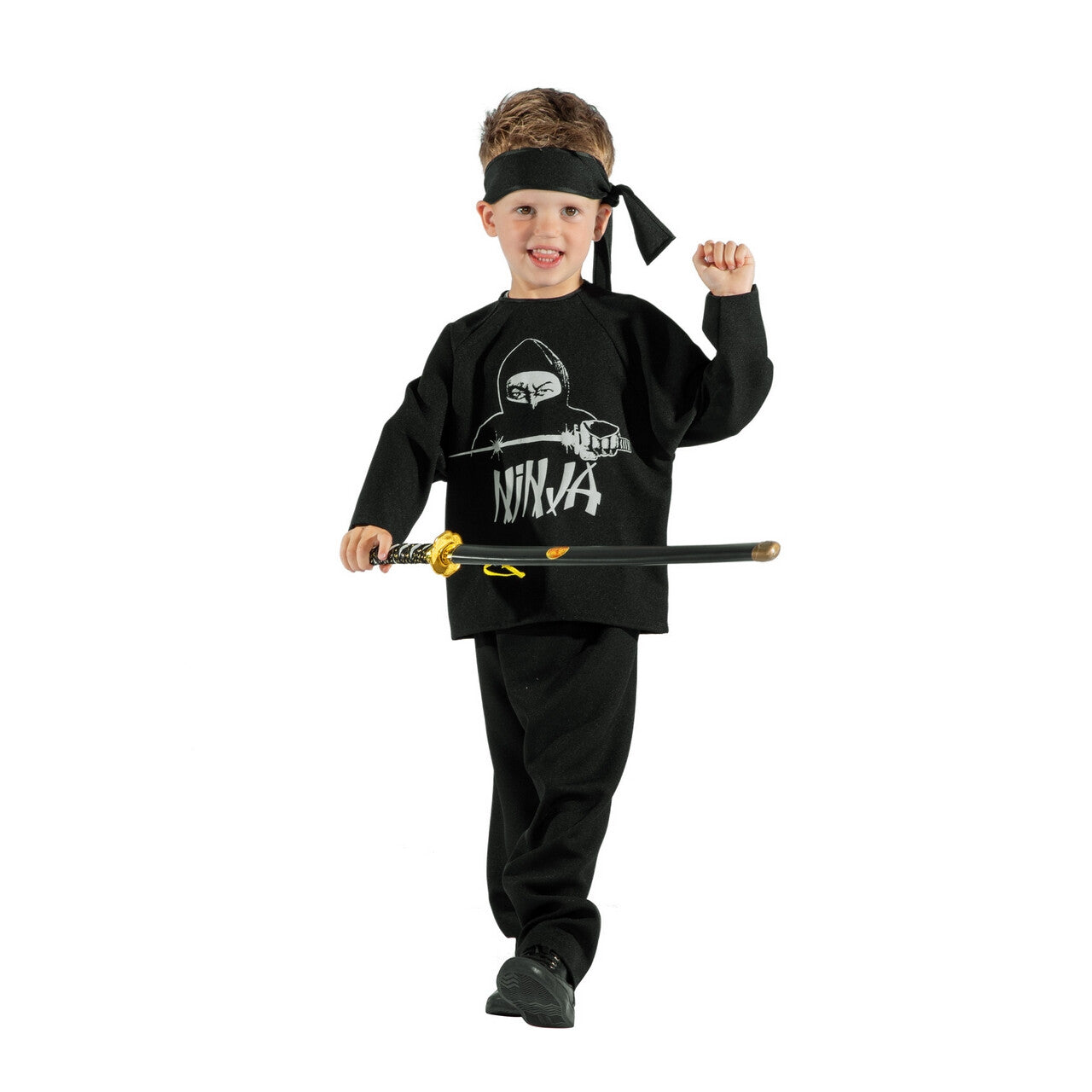 Op deze afbeelding zie je een Kostuums, van het merk Wilbers. Megasnelle Martial Arts Ninja Jongen Kostuum