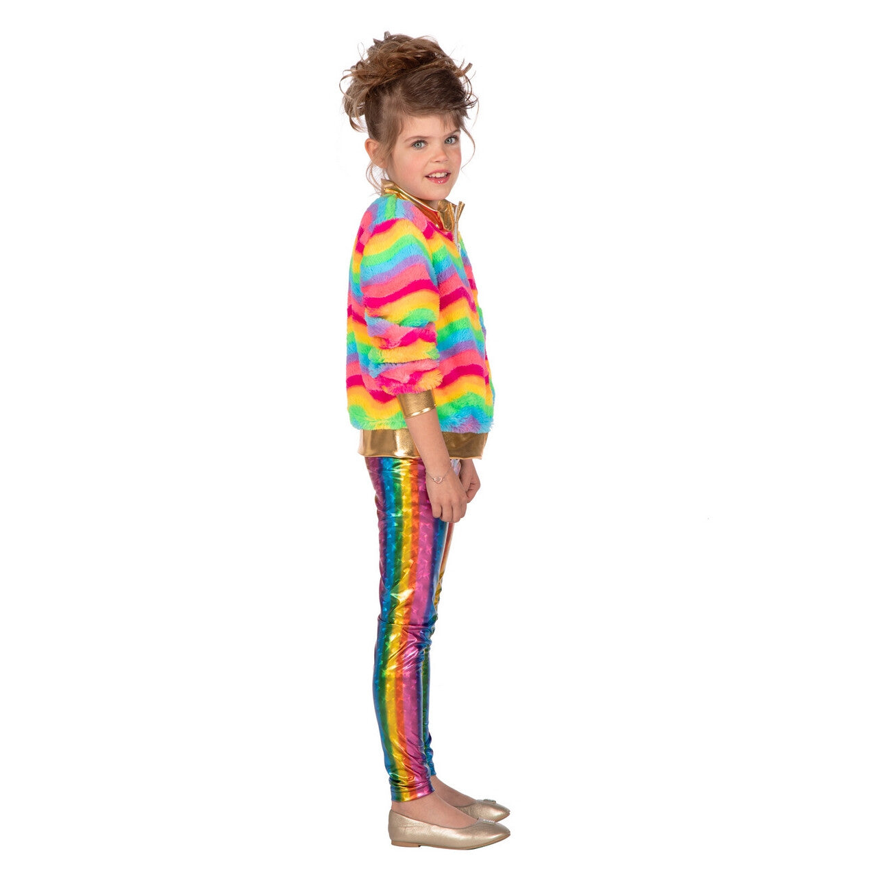 Op deze afbeelding zie je een Kostuums, van het merk Wilbers. Regenboog Straal Jasje Meisje