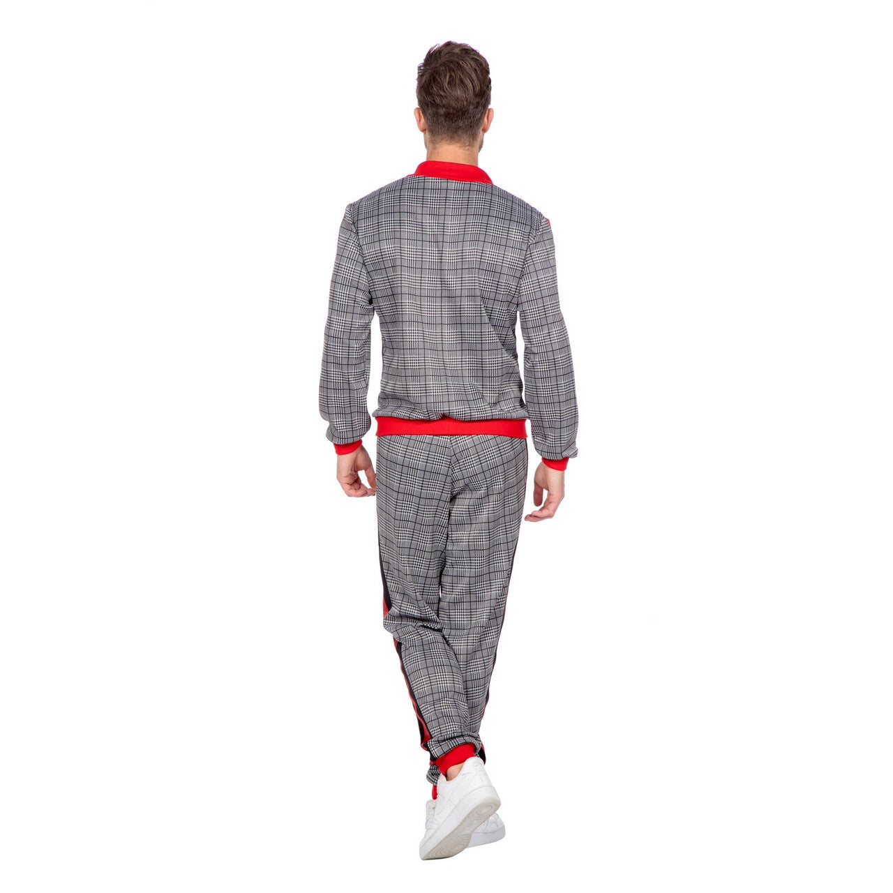 Op deze afbeelding zie je een Kostuums, van het merk Wilbers. Trainingspak Hip Hop Trotse Schotse Ruit Grijs Man Kostuum