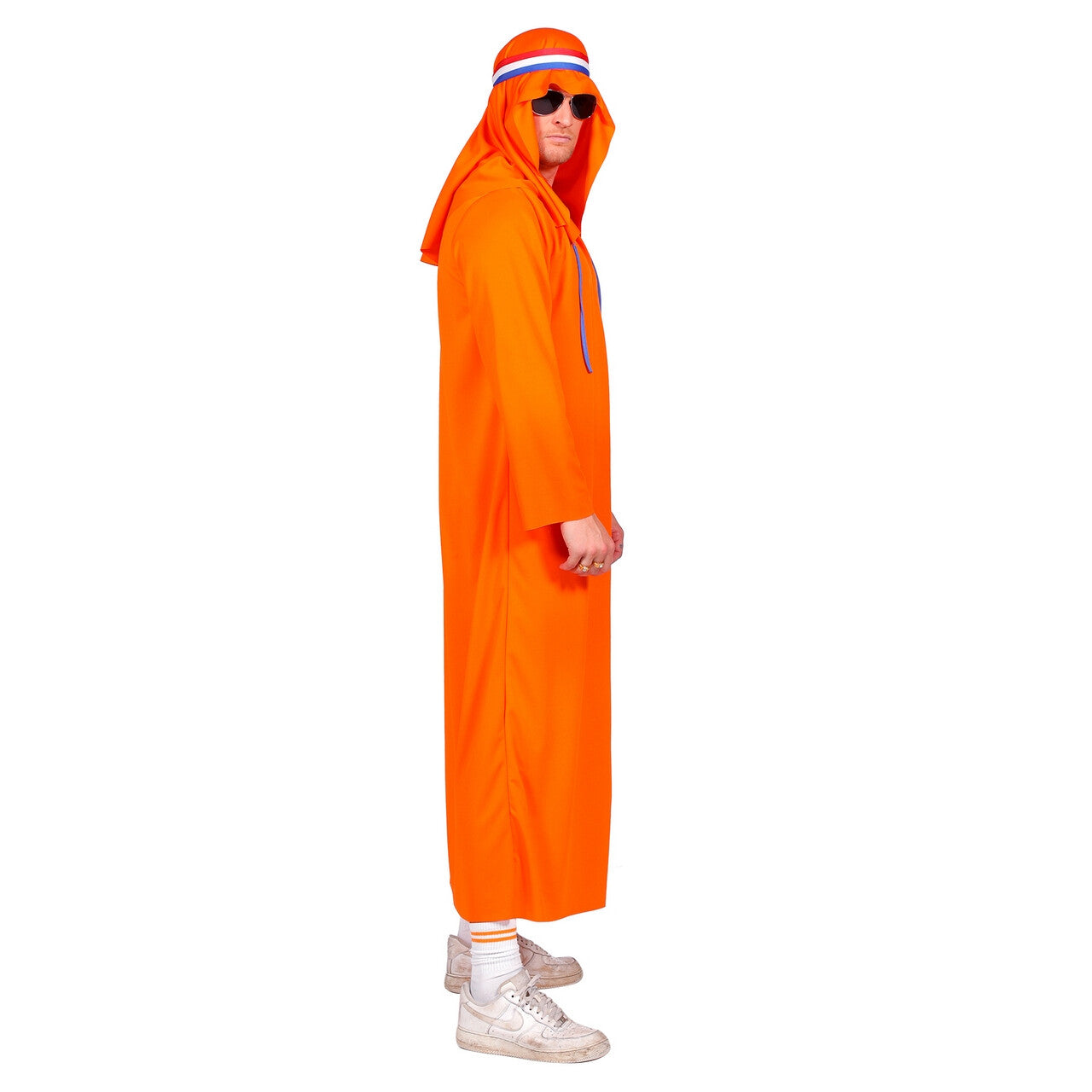 Op deze afbeelding zie je een Kostuums, van het merk Wilbers. Enorm Rijke Chique Sheik Oranje Holland Man Kostuum