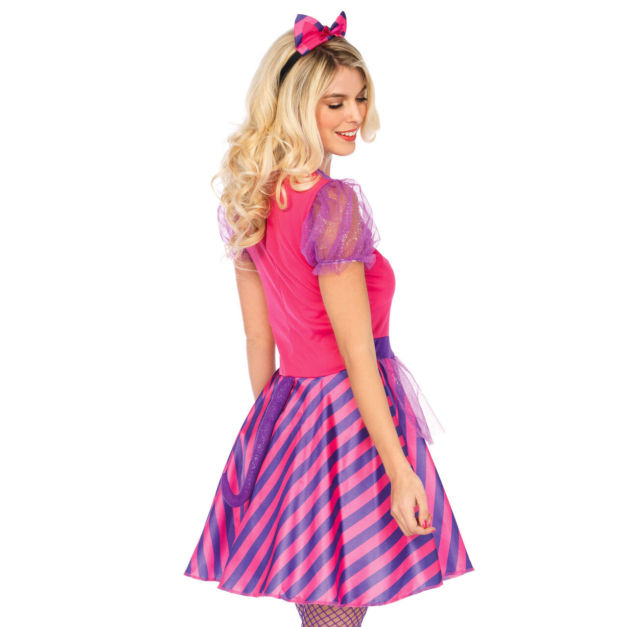 Op deze afbeelding zie je een Kostuums, van het merk Wonderland. Roze Miss Cheshire Cat Vrouw Kostuum