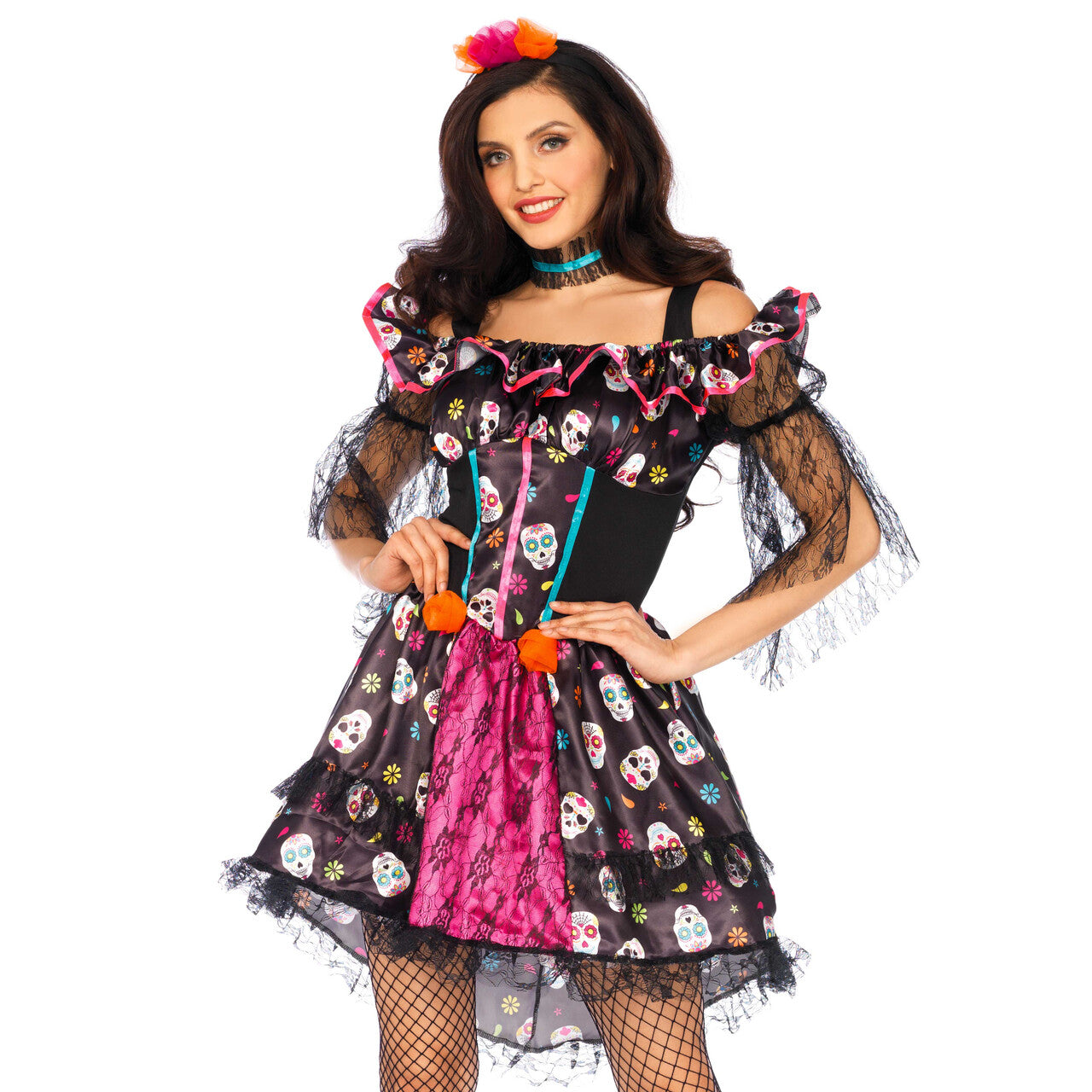 Op deze afbeelding zie je een Kostuums, van het merk Wonderland. Delicious Day Of The Dead Doll Vrouw Kostuum