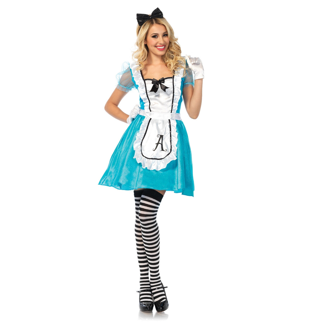 Op deze afbeelding zie je een Kostuums, van het merk Wonderland. Classic Alice Vrouw Kostuum