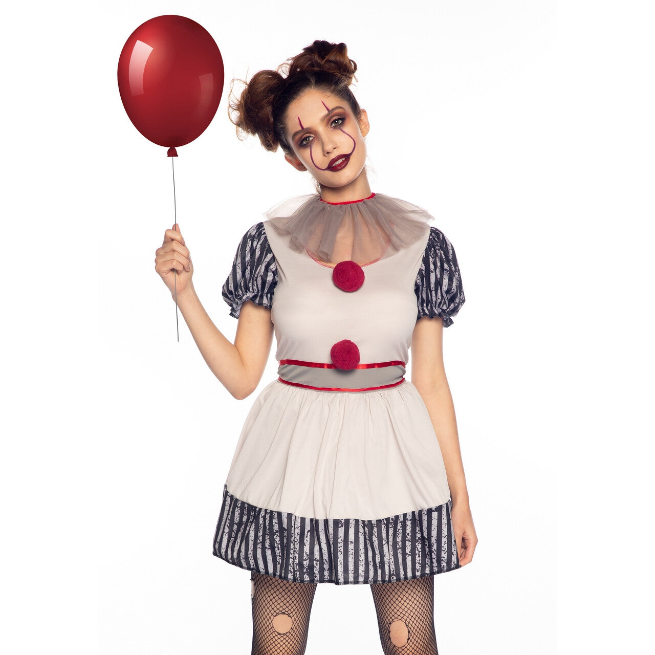 Op deze afbeelding zie je een Kostuums, van het merk Wonderland. Leuke Maar Niet Zo Vrolijke Creepy Clown Vrouw Kostuum